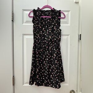 Lucky Brand Black Dress with Pink Floral Pattern